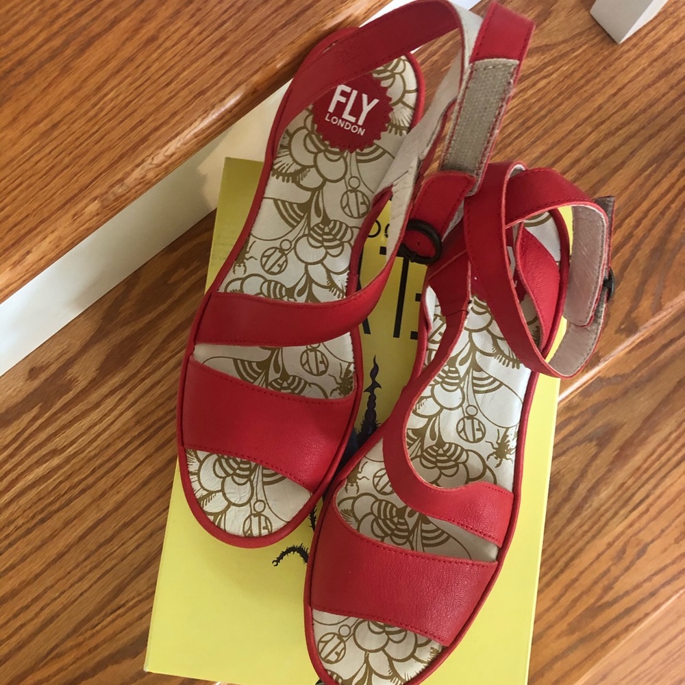 Fly London red sandal